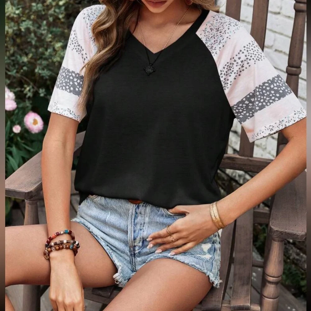 Boho ditsy floral print raglan sleeve blouse - Picture 8 of 16